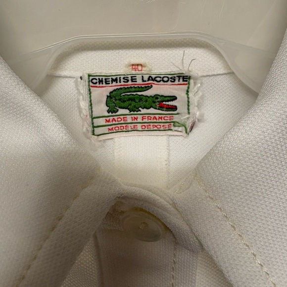 Vintage Lacoste white polo shirt size 40 EU / large gray crocodile - Picture 3 of 13